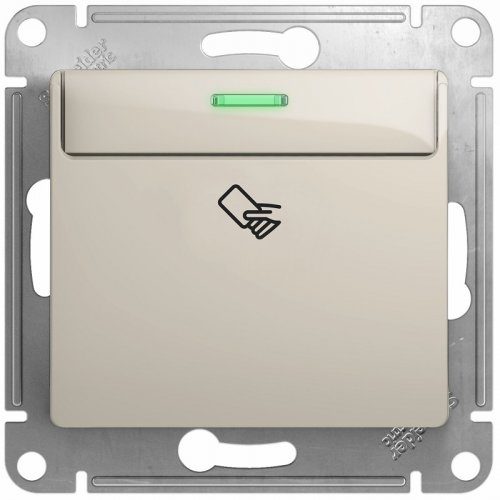 Выключатель карточный с подсветкой без рамки Systeme Electric Glossa 1-кл. молочный картинка